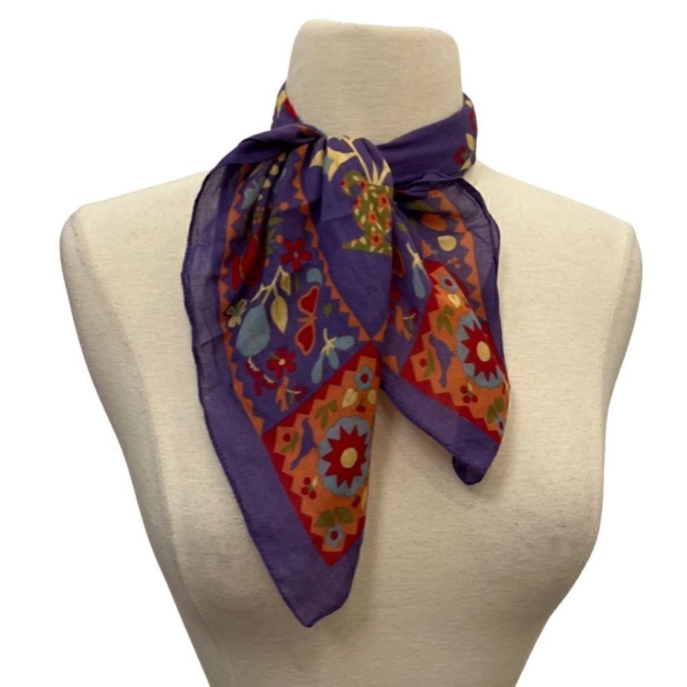 Vintage 70s Multicolor Bohemian Flower Power Hippie Scarf